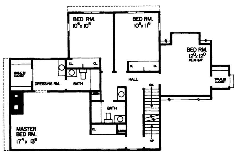 Floor Plan Second Story of Colonial Plan #137-1832