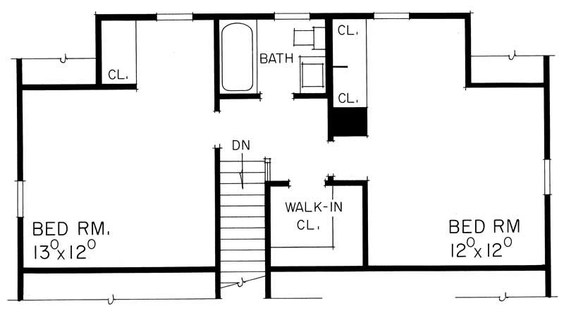 Floor Plan Second Story of Cape Cod Plan #137-1833
