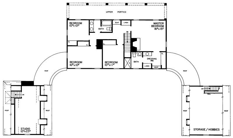 Floor Plan Second Story of Colonial Plan #137-1835