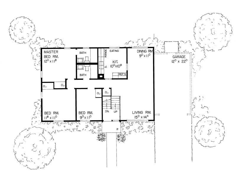 Floor Plan First Story of Colonial Plan #137-1838