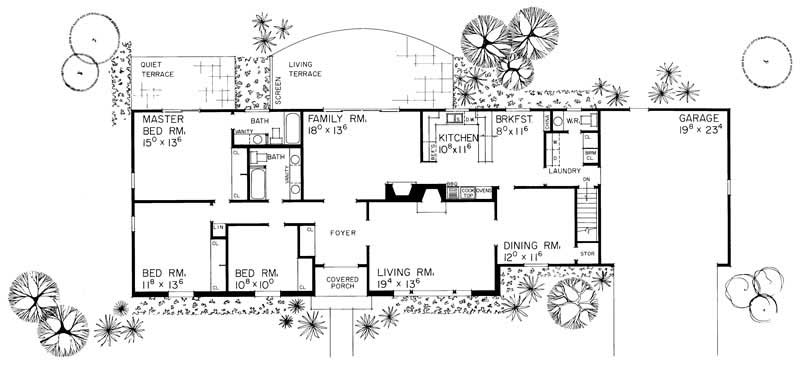 Floor Plan First Story of Ranch Plan #137-1839