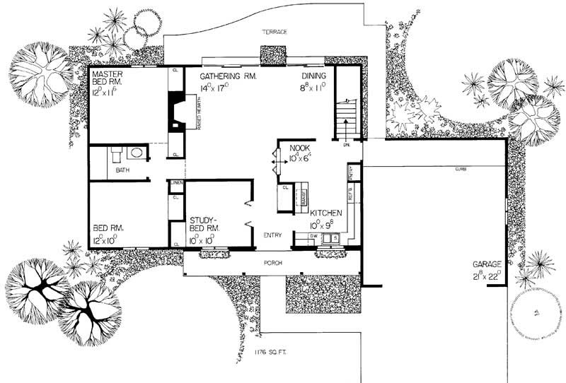 Floor Plan First Story of Ranch Plan #137-1841