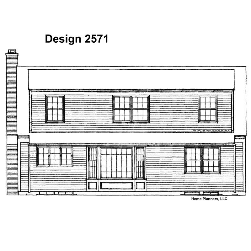 Home Plan Rear Elevation of this 4-Bedroom,1933 Sq Ft Plan -137-1842
