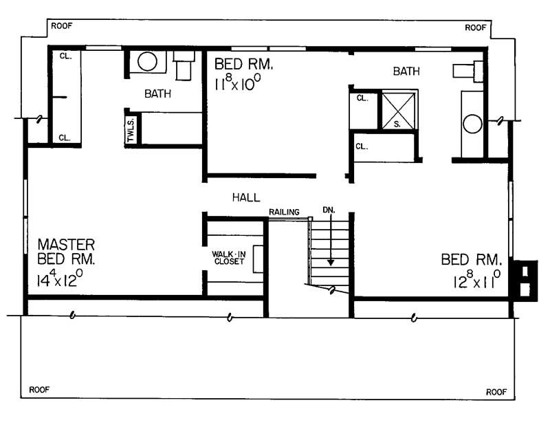 Floor Plan Second Story of Cape Cod Plan #137-1842