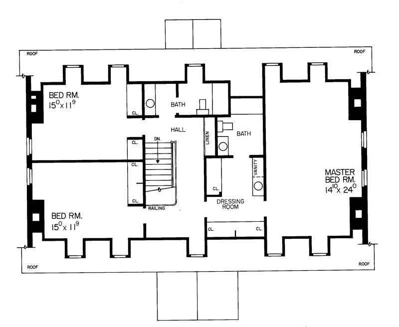Floor Plan Second Story of Colonial Plan #137-1846