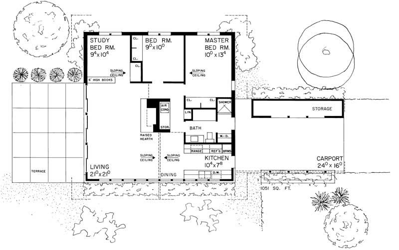 Floor Plan First Story of Contemporary Plan #137-1847