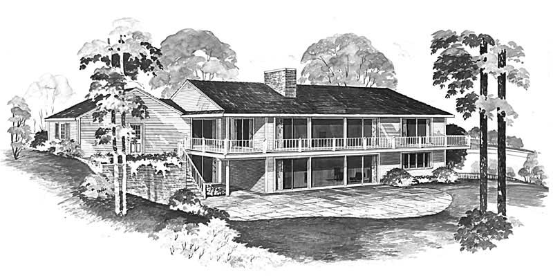 Home Plan Rear Elevation of this 5-Bedroom,1616 Sq Ft Plan -137-1849
