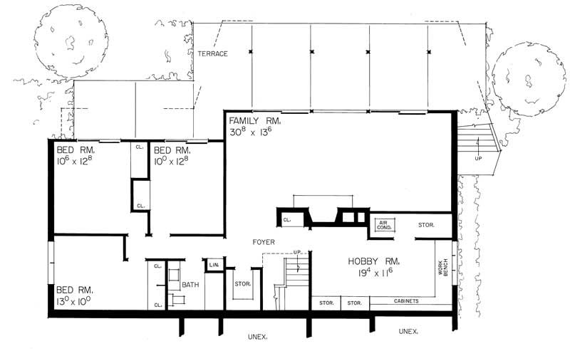 Floor Plan Basement of Contemporary Plan #137-1849