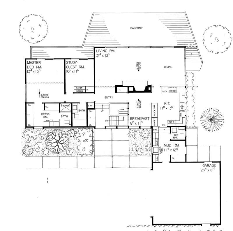 Floor Plan First Story of Contemporary Plan #137-1849