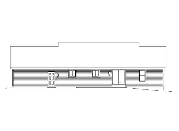 Home Plan Rear Elevation of this 3-Bedroom,1400 Sq Ft Plan -138-1001