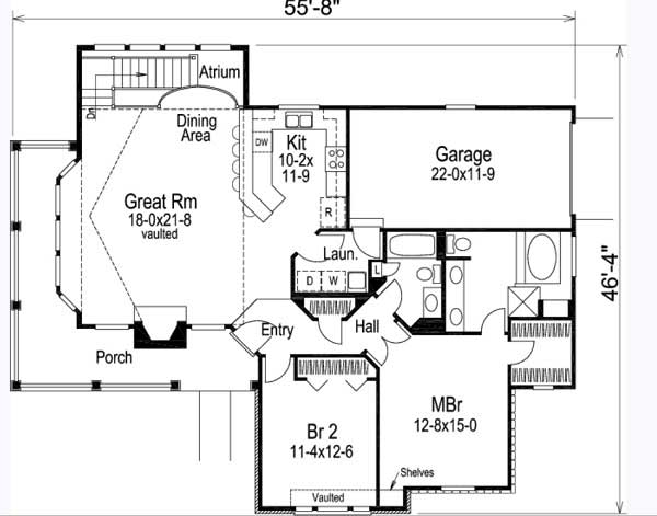 Floor Plan First Story of Country Plan #138-1003