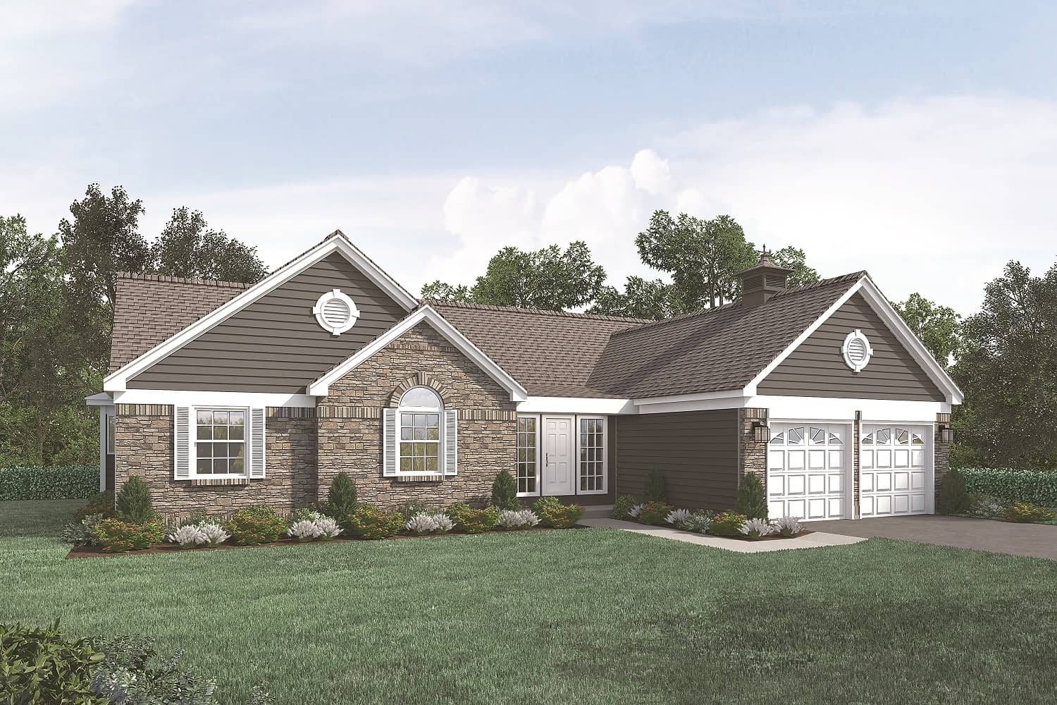 Front elevation of Transitional home (ThePlanCollection: House Plan #138-1010)