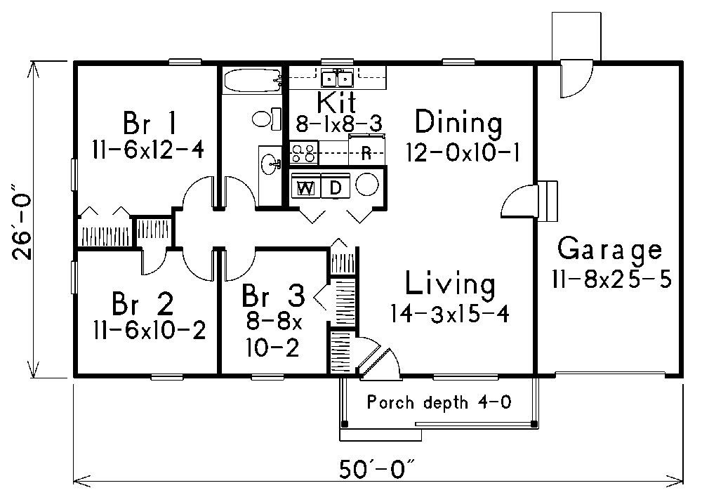 Floor Plan First Story of Traditional Plan #138-1011