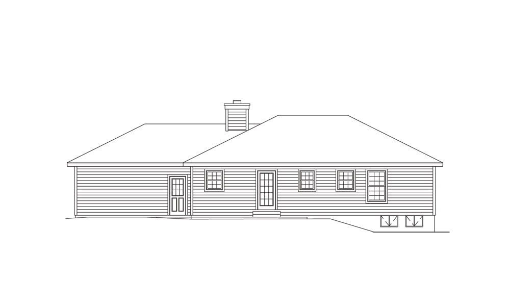 Home Plan Rear Elevation of this 3-Bedroom,1260 Sq Ft Plan -138-1013