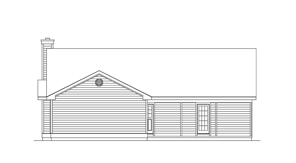 Home Plan Rear Elevation of this 3-Bedroom,1501 Sq Ft Plan -138-1014