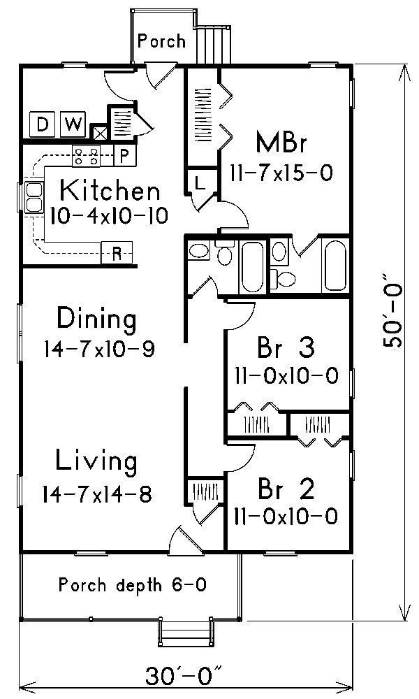 Floor Plan First Story of Country Plan #138-1015