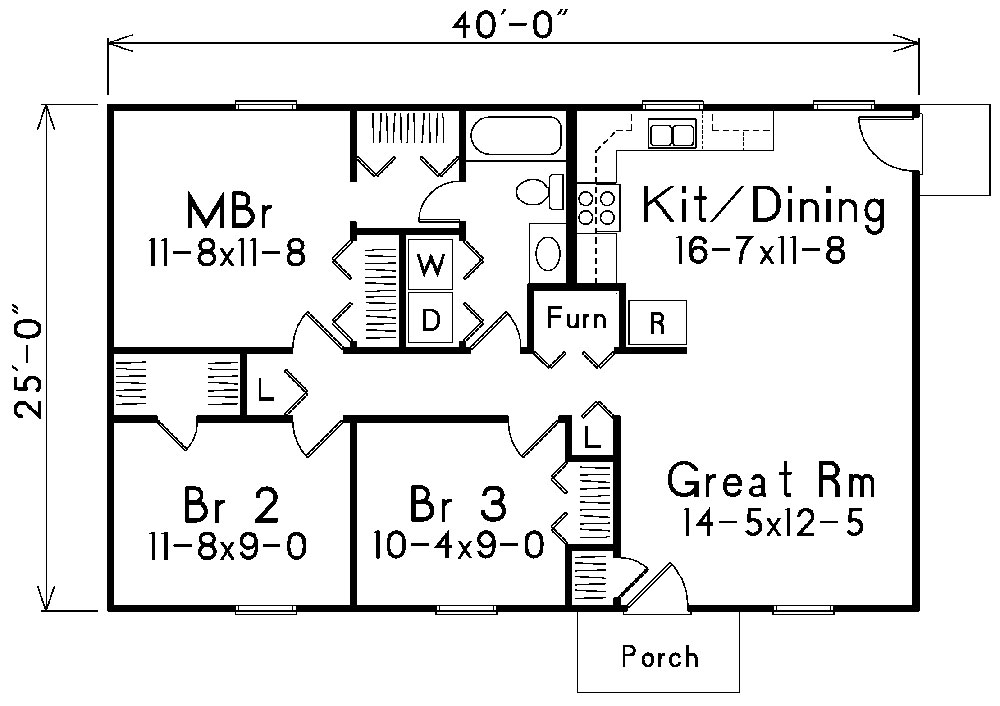 Floor Plan First Story of Traditional Plan #138-1017