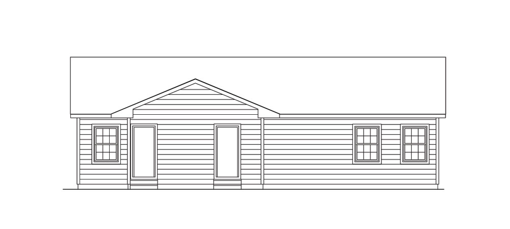 Home Plan Rear Elevation of this 3-Bedroom,1285 Sq Ft Plan -138-1019