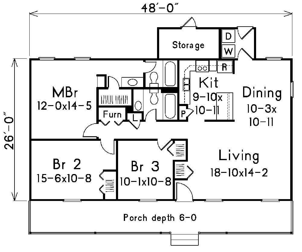 Floor Plan First Story of Ranch Plan #138-1019