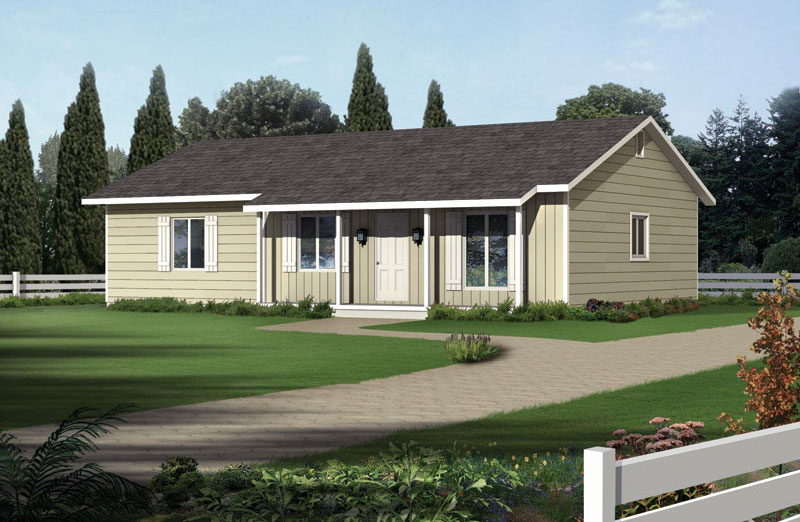 Front elevation of Ranch home (ThePlanCollection: House Plan #138-1020)