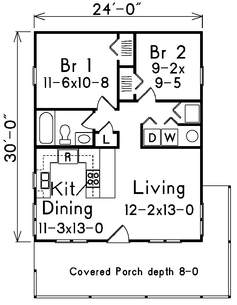 Floor Plan First Story of Ranch Plan #138-1022
