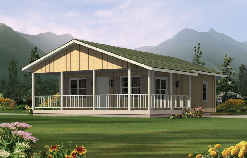 Front elevation of Ranch home (ThePlanCollection: House Plan #138-1022)