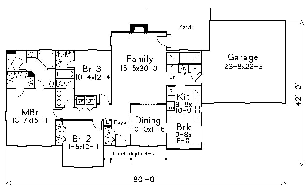 Floor Plan First Story of Country Plan #138-1027