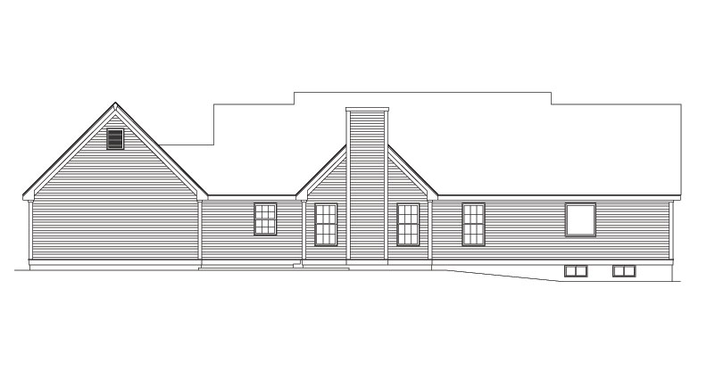 Home Plan Rear Elevation of this 3-Bedroom,1708 Sq Ft Plan -138-1027