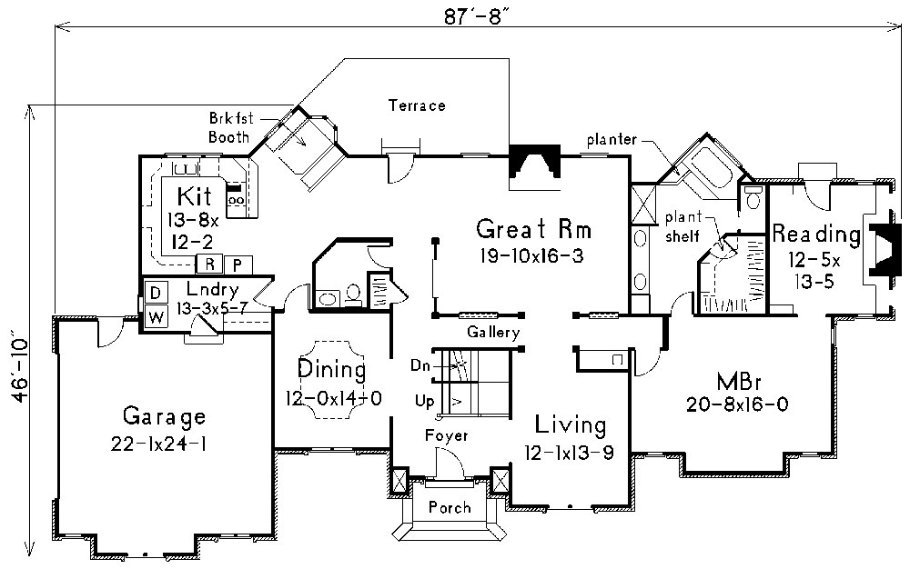 Floor Plan First Story of Traditional Plan #138-1030