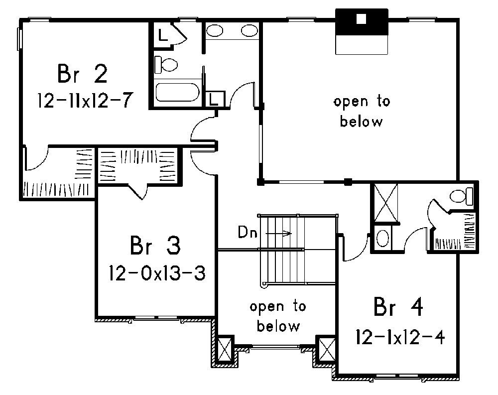 Floor Plan Second Story of Traditional Plan #138-1030