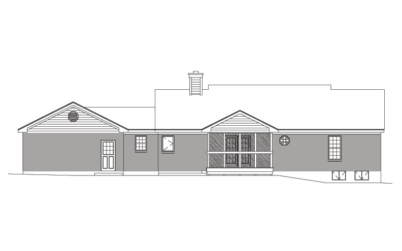 Home Plan Rear Elevation of this 3-Bedroom,1674 Sq Ft Plan -138-1031