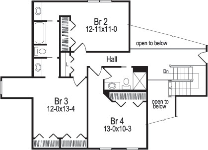 Floor Plan Second Story of Traditional Plan #138-1032