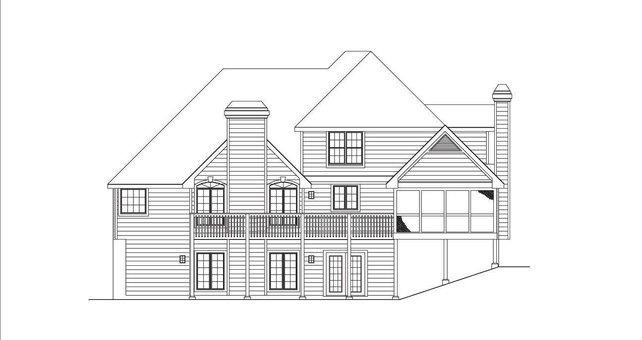 Home Plan Rear Elevation of this 4-Bedroom,2597 Sq Ft Plan -138-1032