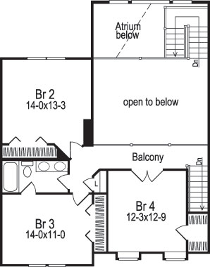 Floor Plan Second Story of Traditional Plan #138-1034