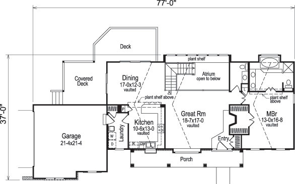 Floor Plan First Story of Traditional Plan #138-1035
