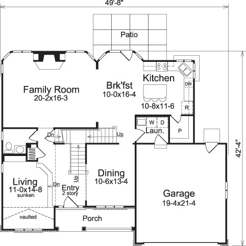 Floor Plan First Story of Traditional Plan #138-1036