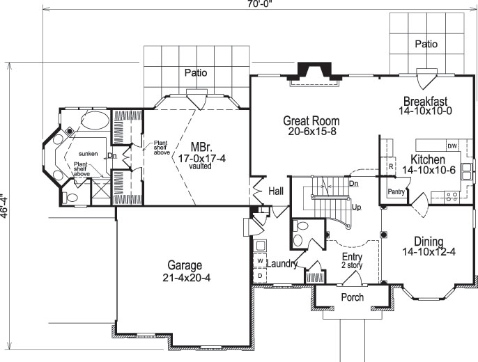 Floor Plan First Story of Traditional Plan #138-1037