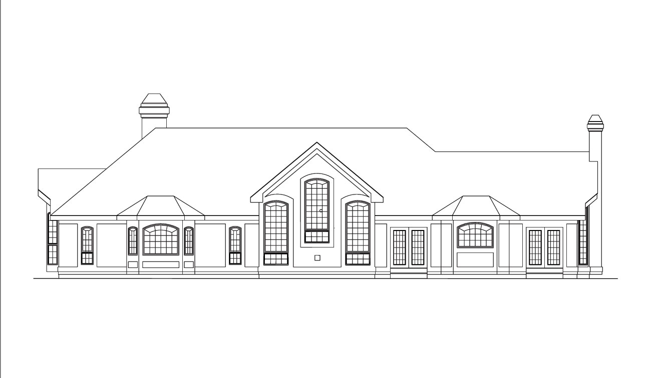 Home Plan Rear Elevation of this 3-Bedroom,2523 Sq Ft Plan -138-1038