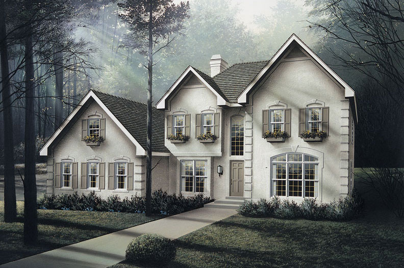 Front elevation of Georgian home (ThePlanCollection: House Plan #138-1040)