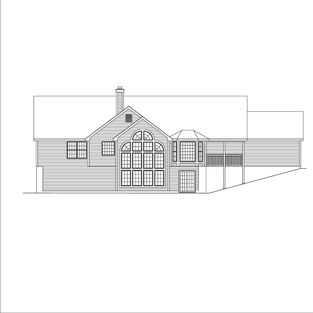 Home Plan Rear Elevation of this 3-Bedroom,1845 Sq Ft Plan -138-1041