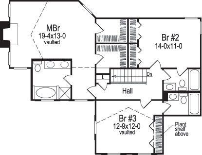 Floor Plan Second Story of Traditional Plan #138-1042