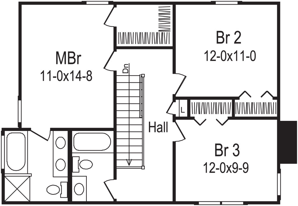 Floor Plan Second Story of Cottage Plan #138-1044
