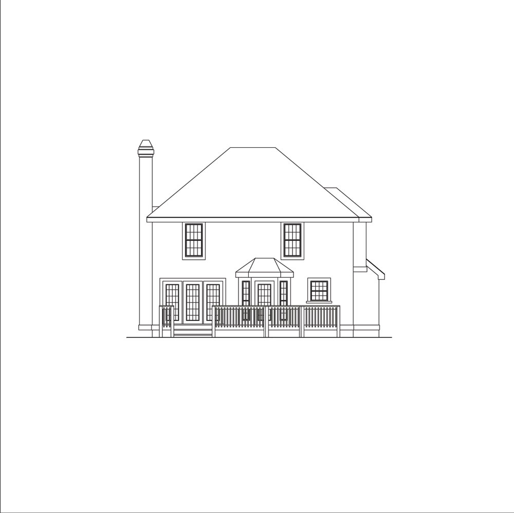 Home Plan Rear Elevation of this 3-Bedroom,1492 Sq Ft Plan -138-1044