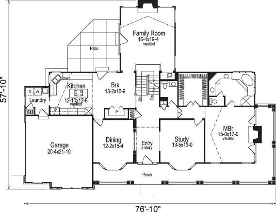 Floor Plan First Story of Southern Plan #138-1046