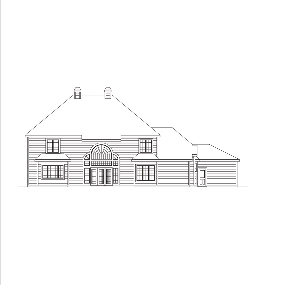 Home Plan Rear Elevation of this 5-Bedroom,3580 Sq Ft Plan -138-1047