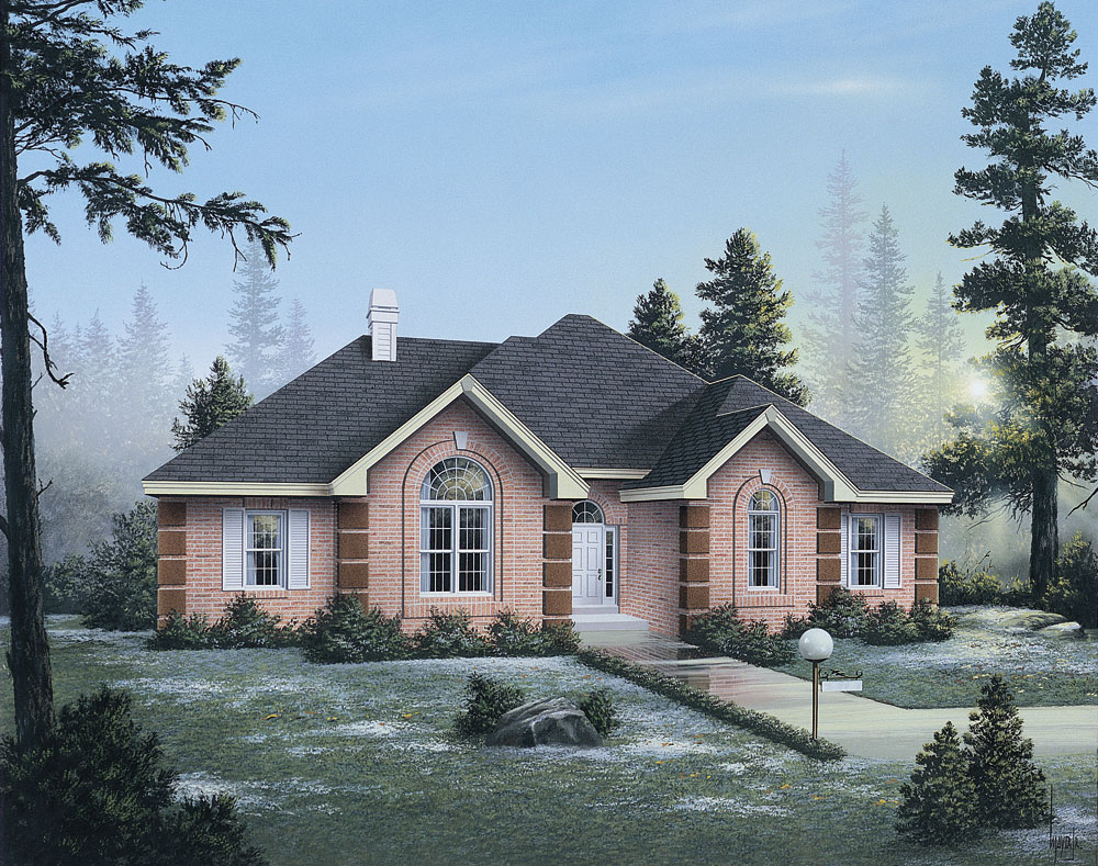 Front elevation of Ranch home (ThePlanCollection: House Plan #138-1048)