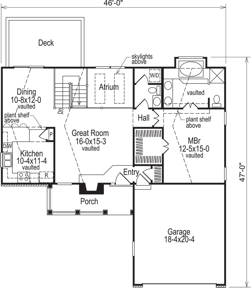 Floor Plan First Story of Ranch Plan #138-1049