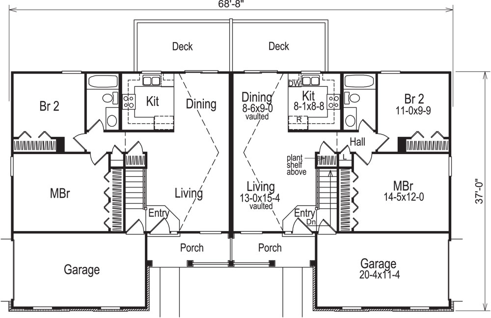 Floor Plan First Story of Multi-Unit Plan #138-1050