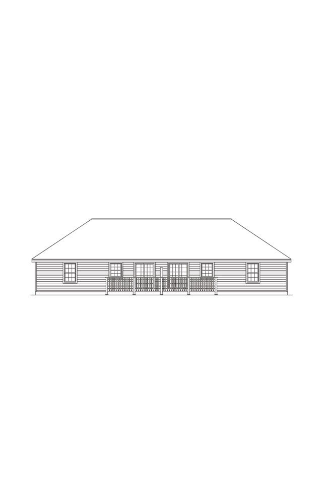 Home Plan Rear Elevation of this 4-Bedroom,1700 Sq Ft Plan -138-1050