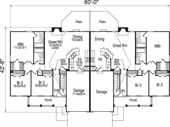 Floor Plan First Story of Multi-Unit Plan #138-1051